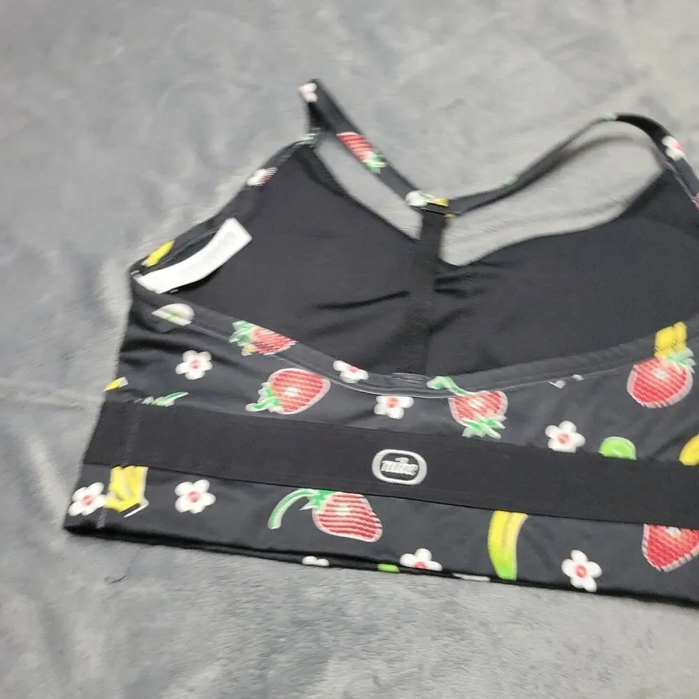 Nike Sports Bra Womens Large‎ Black Banana Strawberry Racerback Pullover Padded